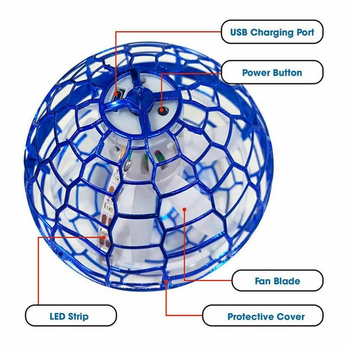 Pro Flying Orb Ball Mini Drone UFO Hand-Controlled, Blue Christmas Gift for Kids - Picture 3 of 7