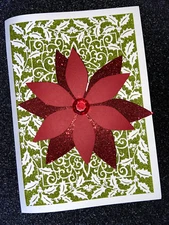 Papyrus Christmas Boxed Notecards - Handmade Glittered Poinsettias 8 count