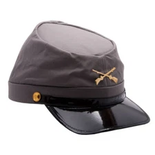 CIVIL WAR SOLDIER GENERAL CAPTAIN LEE CONFEDERATE ARMY COSTUME KEPI CAP HAT GRAY
