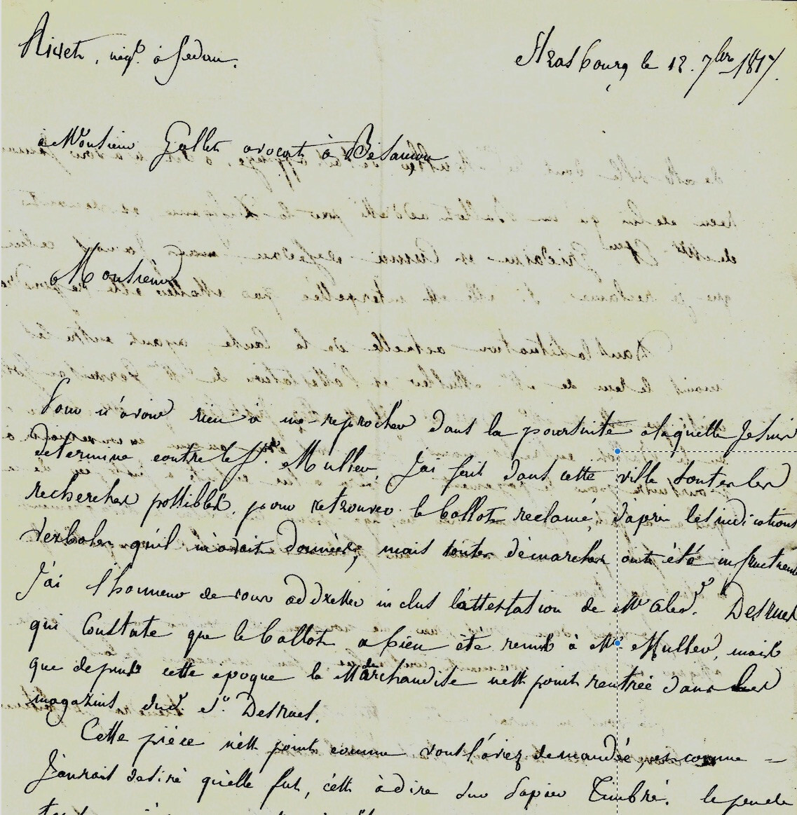 1816 Lettre formant enveloppe Strasbourg à Sedan PAPELIER à RIVET