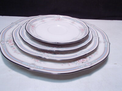 Noritake Rothchild ~~ 4 Plates ~ service for one ~~ Dinr, salad, side, saucer ~~