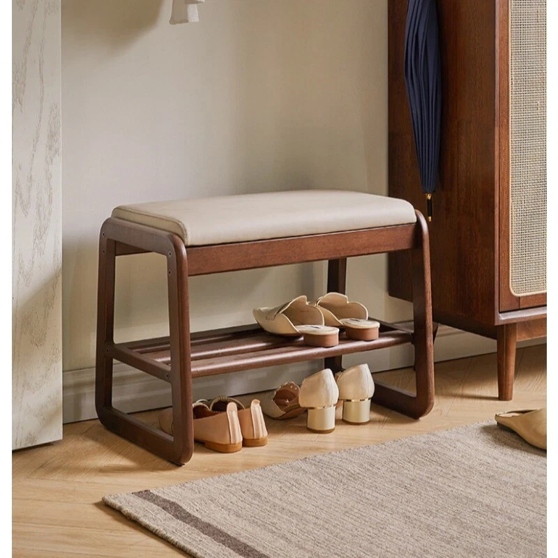 Household solid wood shoe cabinet changing stool can sit rack entrance storage - Image 3 of 4
