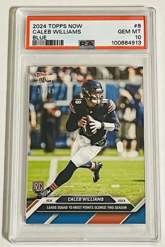 Caleb Williams 2024 Topps Now RC Blue Parallel #39/49 PSA 10