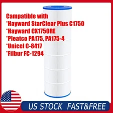 Hot Tub Pool Filter Cartridge 175 Sq. Ft Compatible Pleatco PA175 Hayward C1750