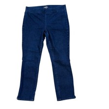 NYDJ Alina Skinny Ankle Pull-On Jeans With Side Slits Dark Blue Size 8 Lift Tuck