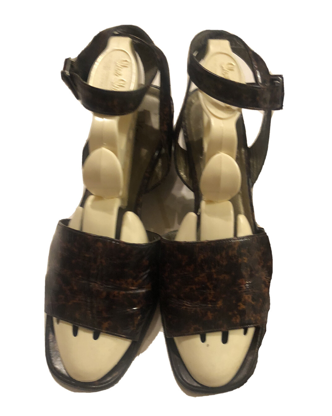 Sandali Yves Saint Laurent stampa leopardata cinturino alla caviglia taglia 5 5