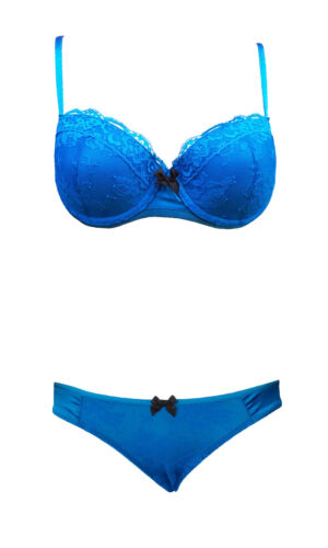 Top Shop Ladies Blue / Teal push up plunge Bra and Briefs set, Cup A-DD,  - Picture 1 of 4