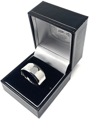 Bague Officielle Manchester City F.C. – Acier Inoxydable, Tailles S à XL, Coffret Cadeau Inclus