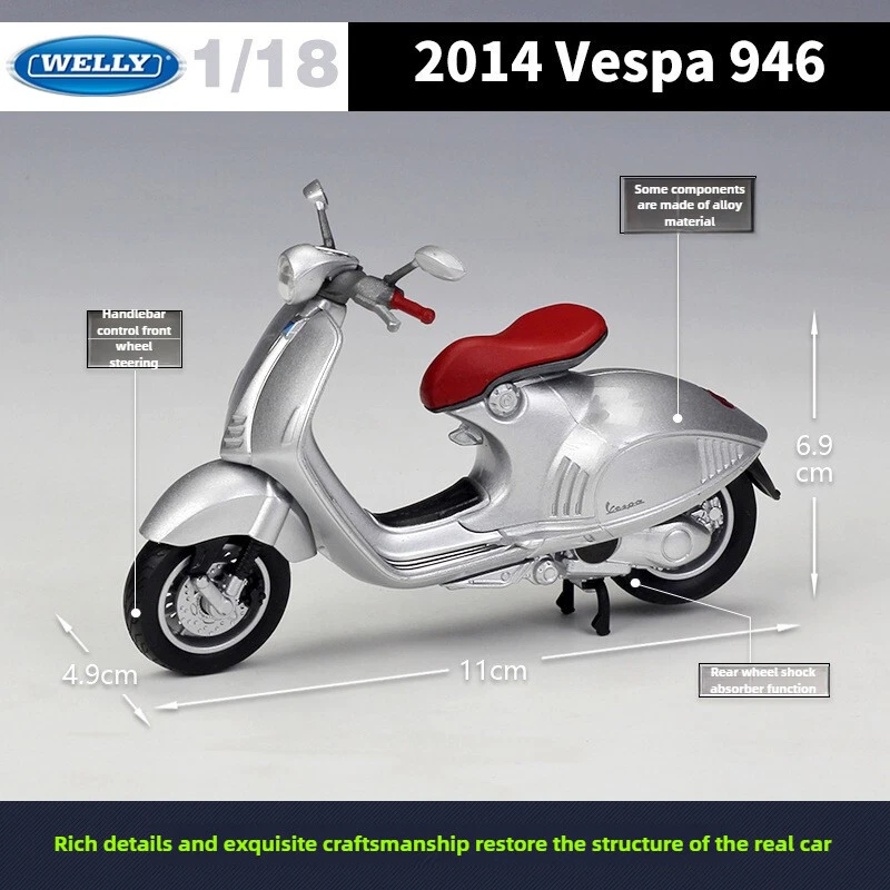 Welly1:18 VESPA 946 Motorcycle Diecast Metal Motorbike Model Toy Gift Collection - Image 3 of 4