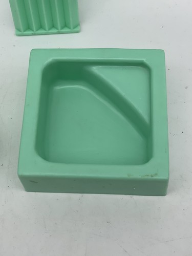 Vintage Irwin Dollhouse MCM Teal Bathroom Set Toilet Bathtub Wall Piece - Picture 3 of 7