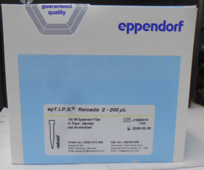 EPPENDORF 0030073436 2-200µl epT.I.P.S.  RELOADS 10X 96 TIPS IN TRAYS PER BOX