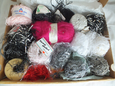 lot of 13+ balls of assorted various NOVELTY YARN new and used