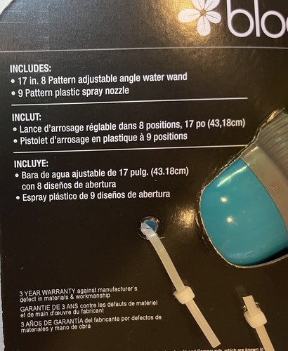 Bloom 2 Piece Watering Kit *NEW* Spray Nozzle And 17 in. Watering Wand Blue - Picture 5 of 8