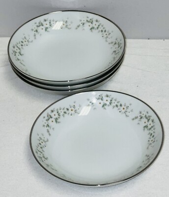4 Noritake ANNABELLE w/PLATINUM 5 1/4'' DESSERT BOWLS  #6856