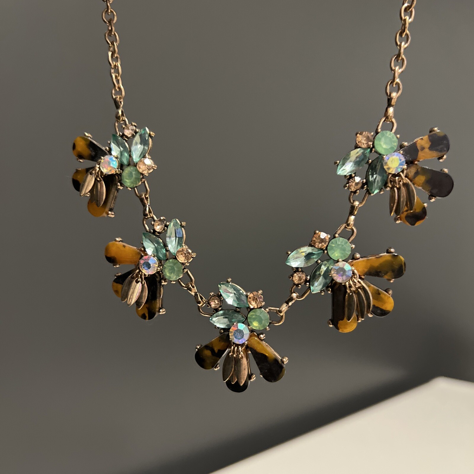 Fun Chunky Statement Necklace Teals & Tortoiseshe… - image 3