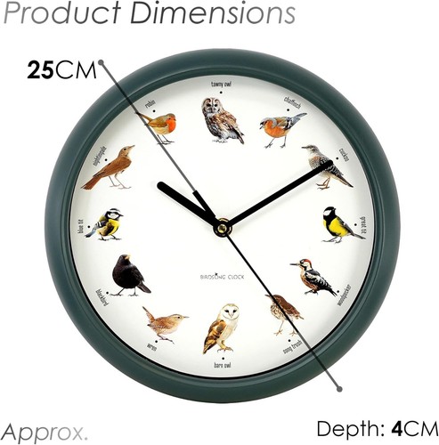 Singing Bird Wall Clock with Native Sounds – 12 Species Including Cuckoo, Robin - Picture 7 of 7