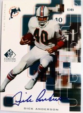 1999 UD SP SIGNATURE DICK ANDERSON AUTOGRAPH #AN DOLPHINS