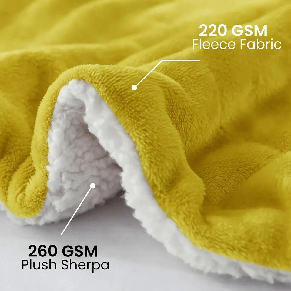 Fluffy Sherpa Fleece Blanket Soft Warm Reversible Large Sofa Bed Throw Blankets - Image 3 of 4