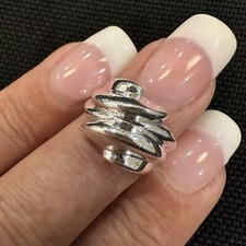 BEAUTIFUL ESTATE STERLING SILVER SWIRL WAVE DESIGN RING BAND SIZE 6.25