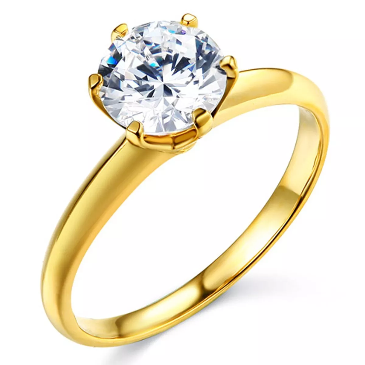 Cubic zirconia engagement 2024 rings yellow gold