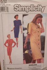SIMPLICITY Sewing Pattern # 9512 Misses' /PETITE DRESS size 16-18-20-22-24 UC/FF