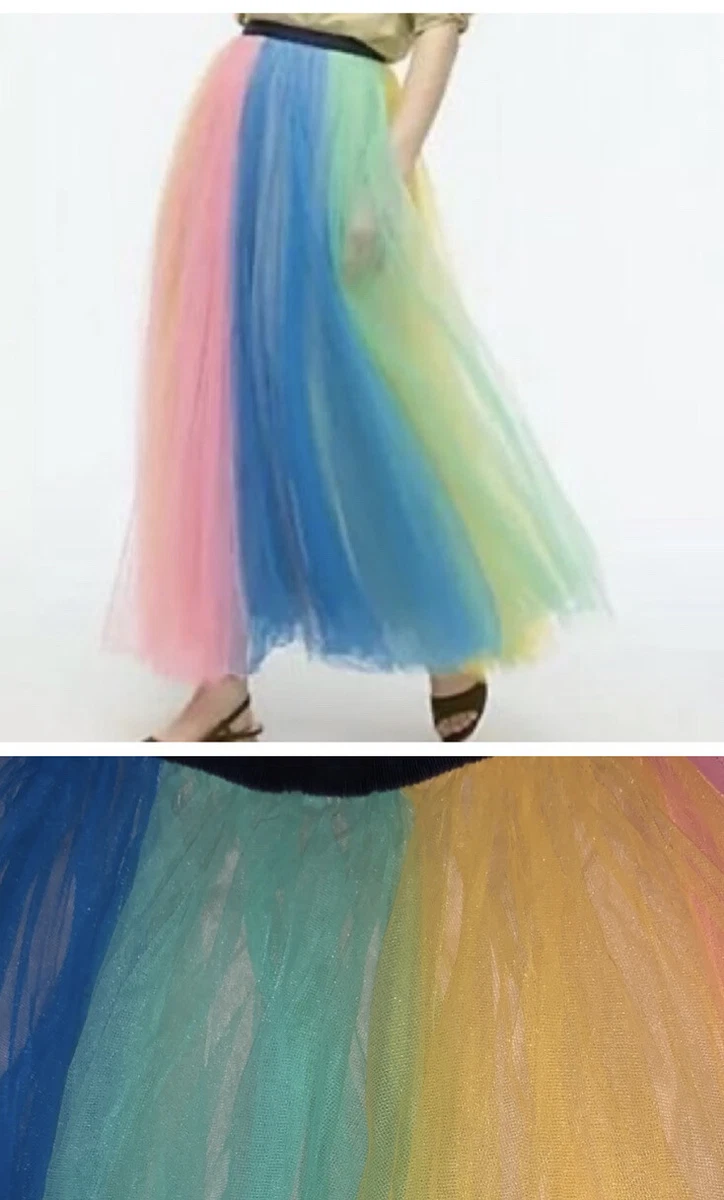 RARE NWT JCrew Rainbow Tulle Maxi Skirt