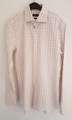 Hugo Boss  Hemd , KW41(L) , Langarm, weiss/rot kariert