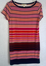 Michael Kors Women's Shortsleeve Dress Size S Rainbow Striped Pink