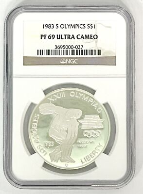 1983 -S OLYMPICS PF 69 ULTRA CAMEO NGC Proof Commemorative Silver