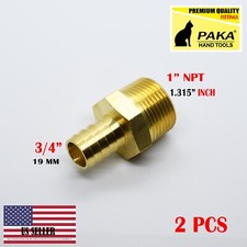 3/4  HOSE BARB X 1" MALE NPT Brass Pipe Fitting NPT Thread Gas Fuel Water Air