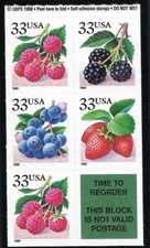 SCOTT 3301b 33 CENT BERRIES BOOKLET OF 5 FROM BK276A MNH FREE SHIPPING