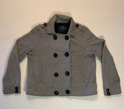 American Eagle Outfitters Eagle Fleece grau zweireihige Jacke Damen Large " - Bild 1 von 11