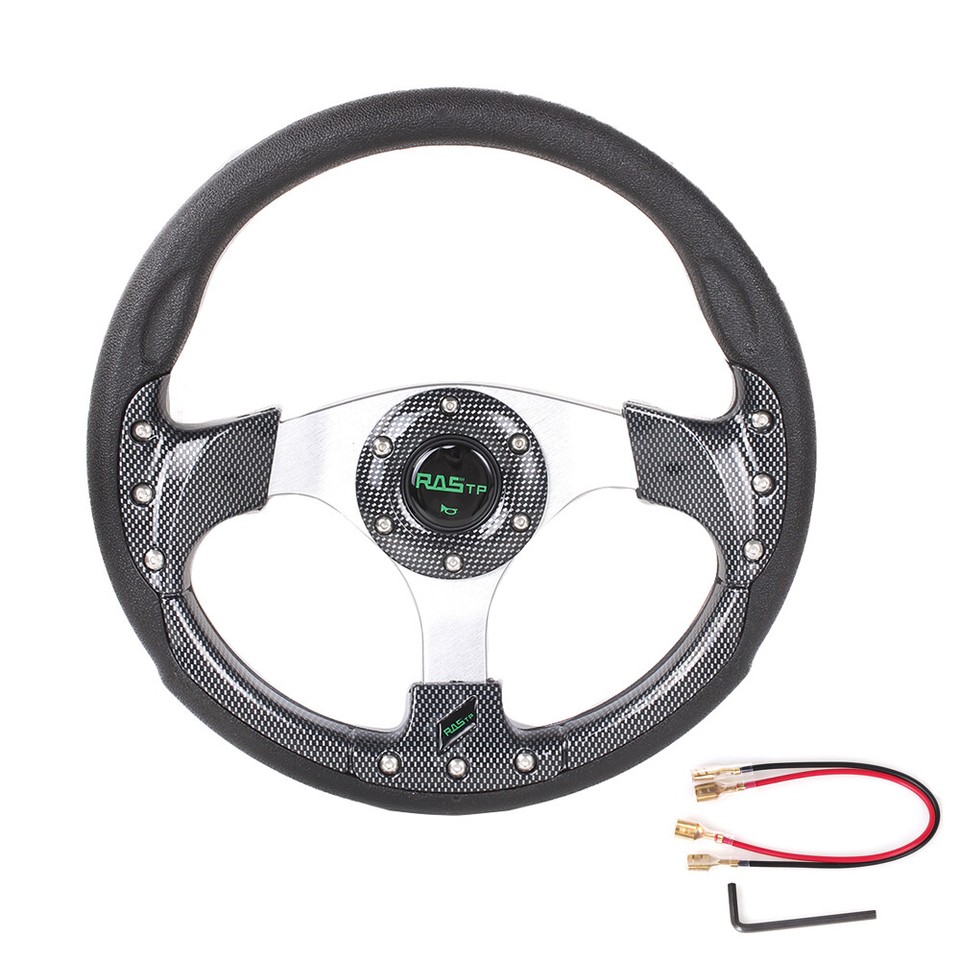 Sell Universal JDM 320mm 6-Hole Black PVC Leather Yellow Ring Racing Steering Wheel I442793