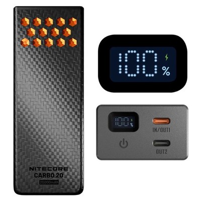 Nitecore CARBO 20 Powerbank 20.000mAh orange   65W, Dual USB-C, Display, Carbon