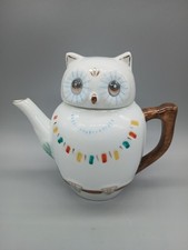 Vintage Chinese  Porcelain  Tea For One Wise Owl Teapot Kitch Retro Design