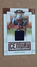 2009-DONRUSS THREADS-RANDY MOSS CENTURY COLLECTION GAME WORN JERSEY/100-PATRIOTS
