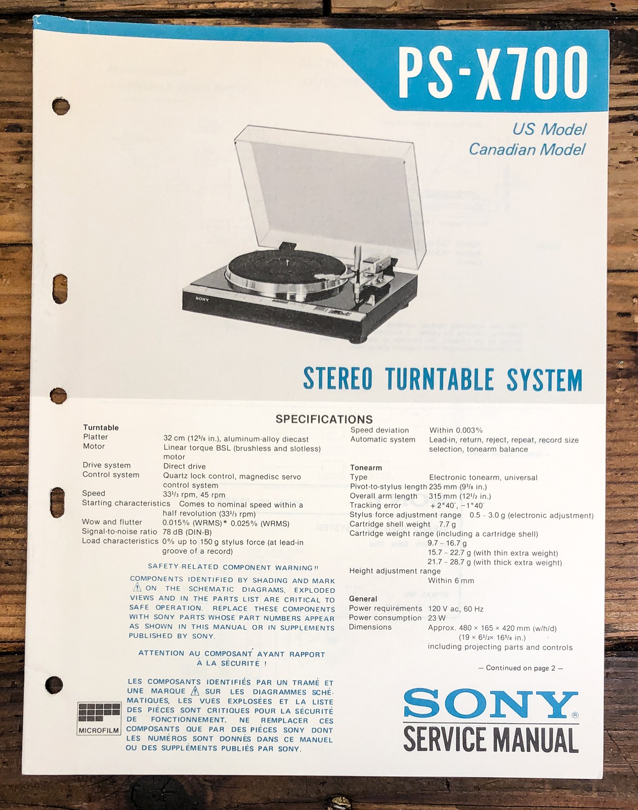 Sony ps-x700 vintage audio equipment - eBay listing photo 2