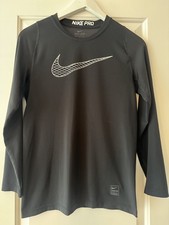 Nike Black Long Sleeve Shirt Youth Size Large Dri-Fit Swoosh Logo