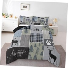Rustic Patchwork Comforter Set, Checkered Buffalo Plaid Duvet Queen Multi 80