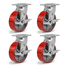 6'' Caster Wheels, Heavy Duty Casters with Polyurethane Wheel, Industrial Cas...