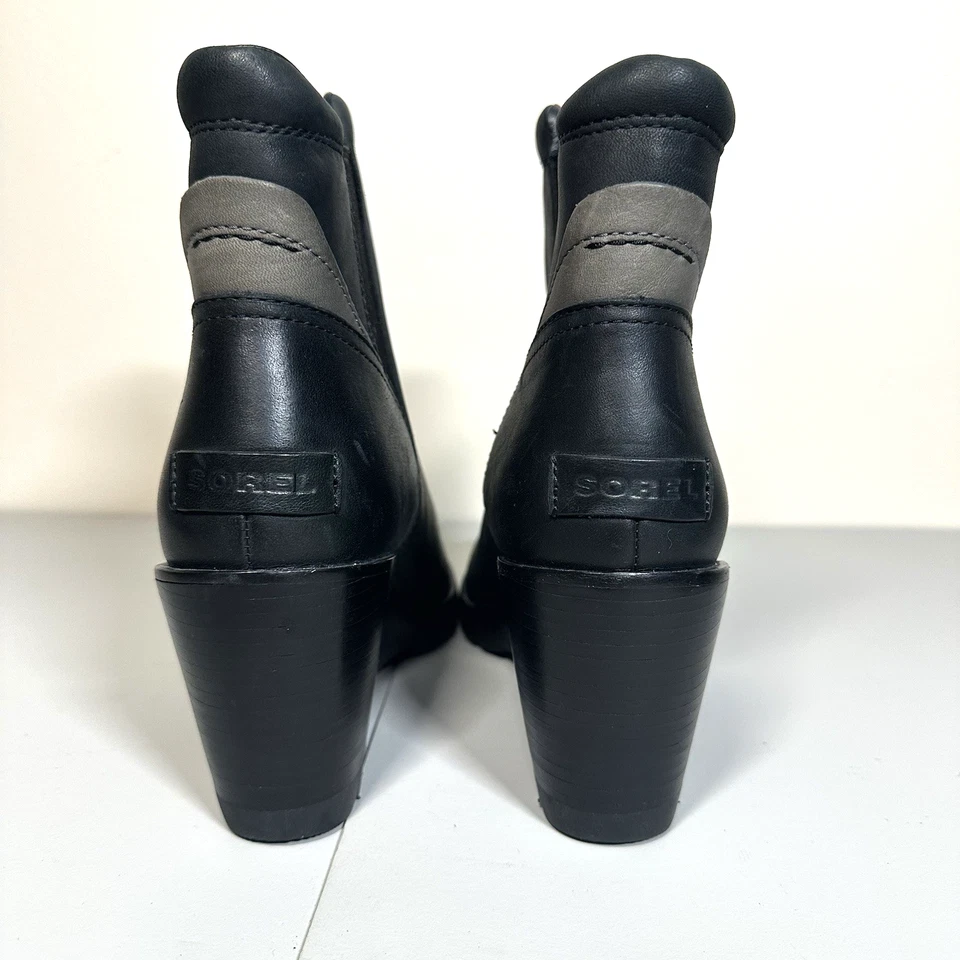 Botas de cuña al tobillo de cuero Chelsea Sorel After Hours impermeables para mujer talla 8 negras Foto 4 de 4