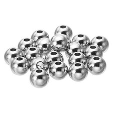 30Pcs Smooth Round Spacer Beads 10mm OD 3mm ID Loose Balls Spacers Silver