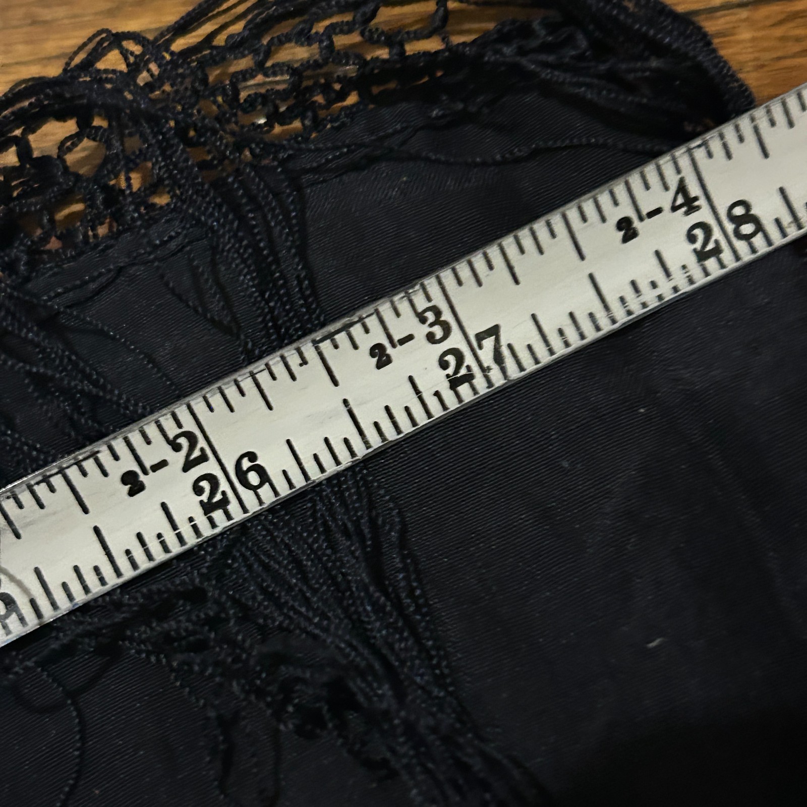 Antique Solid Black Victorian Mourning Scarf Silk… - image 6