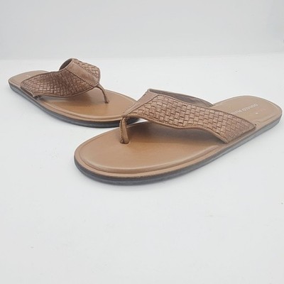 Donald J Pliner Palmer Calf Leather Flip-Flops Saddle/Cognac 