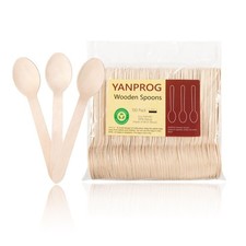 Wooden Spoons Disposable 6.3" Compostable Spoons 100 Pcs Biodegradable Spoon,...