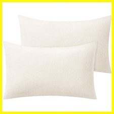 Flannel Pillowcases Standard Set of 2, Off White, 20x26 Inches Super Cozy F...