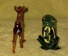 Hand Blown Glass Miniature Deer Fawn & Frog Figurines Art Glass Animal Pair — photo 3
