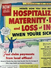 Mutual Of Omaha Print Ad 1955 Atlanta AJC Hospital Insurance Skutt Nebraska