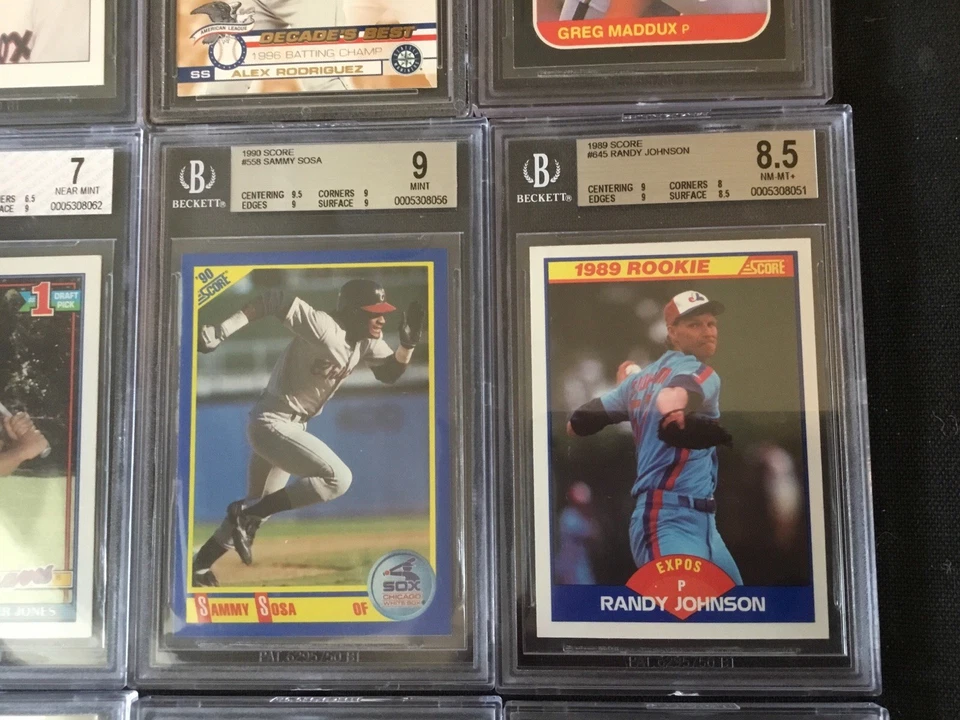 One Lot Of (12) Graded Cards Including Will Clark Sammy Sosa Greg Maddux Chipper - Image 4 of 4