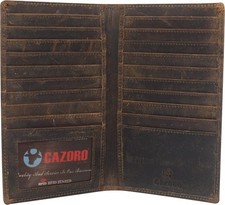 CAZORO RFID Blocking Mens Genuine Vintage Leather Bifold Long Wallet Design...